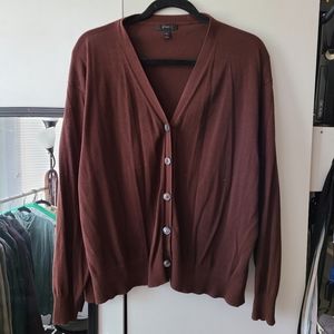 J Crew | Dark Burgandy Cotton Boxy V-neck Cardigan